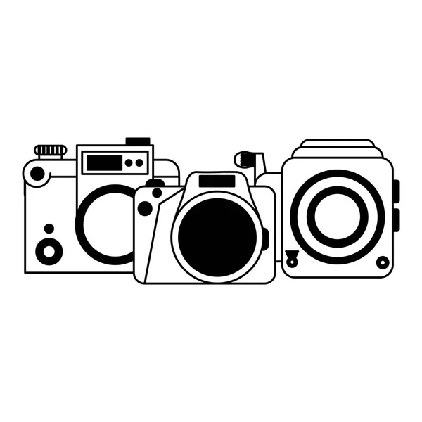 Vintage caméras set dessins animés — Image vectorielle