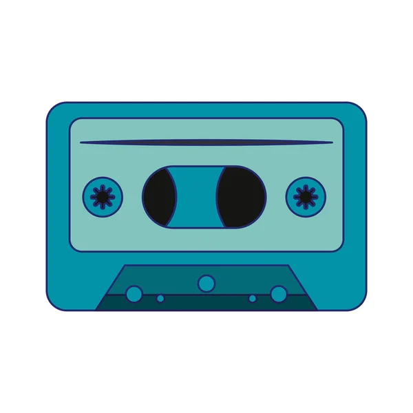 Retro muziek cassette apparaat geïsoleerd blauwe lijnen — Stockvector