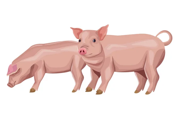돼지 아이콘 만화 — 스톡 벡터