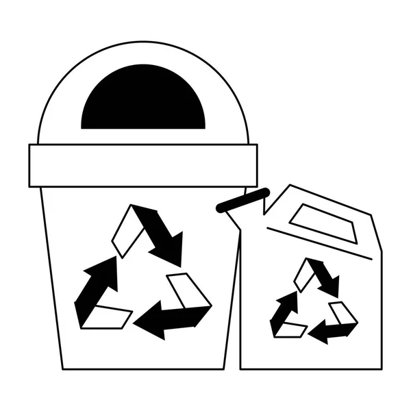 Reciclar lata de lixo e lata de água — Vetor de Stock