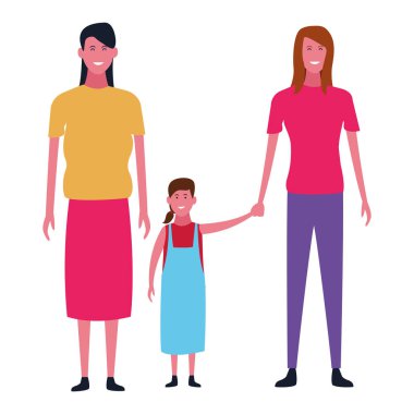 Aile ve çocuklar karikatür izole