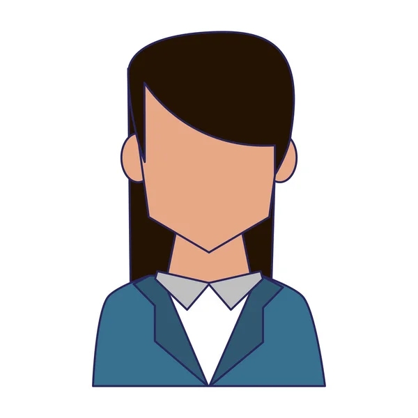 Businesswoman profile faceless avatar blue lines — Stock Vector