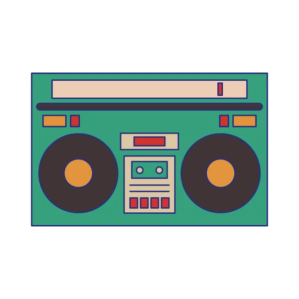 Vecchie linee radio stereo cartone animato blu — Vettoriale Stock