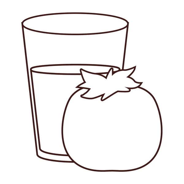 Tomate y vaso de agua — Vector de stock