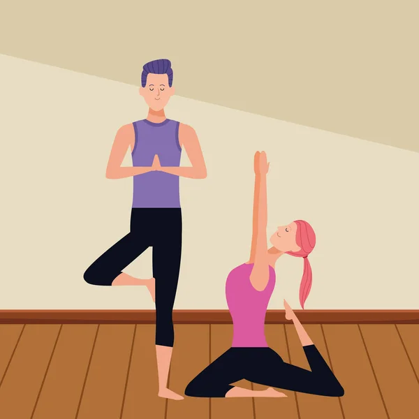 Pareja yoga poses — Vector de stock