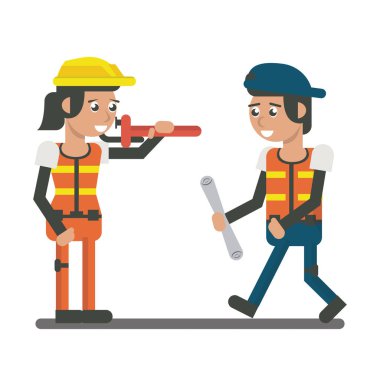 Constuction workers geometrik karikatürler