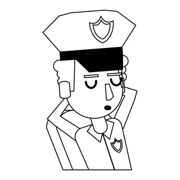 Caricatura del perfil policial en blanco y negro — Archivo Imágenes Vectoriales