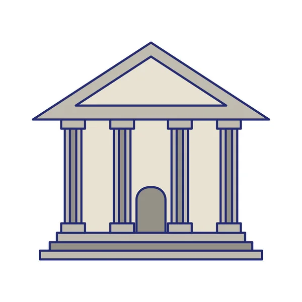 Bank épülete szimbólum izolált kék vonalak — Stock Vector