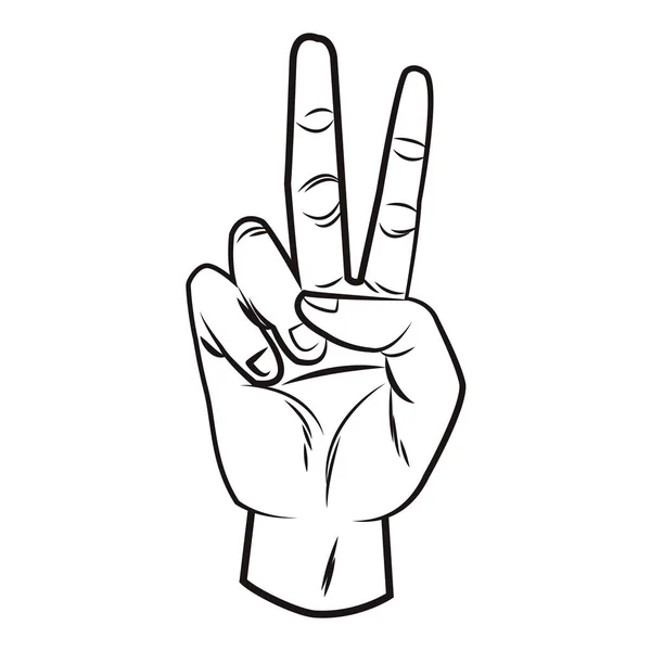 Hand peace sign pop art — Stock Vector