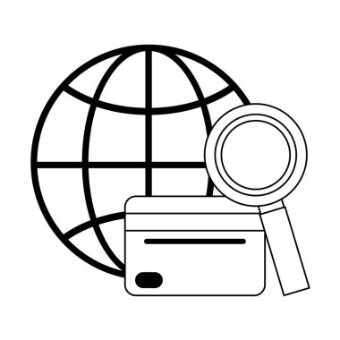 Online alışveriş ve ödeme siyah beyaz