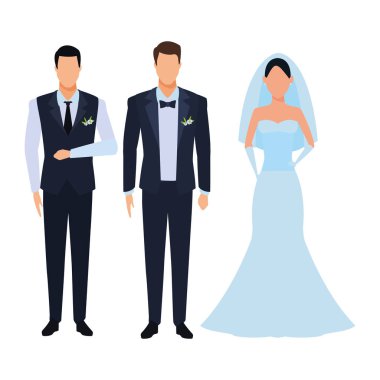 düğün için giyinmiş insanlar