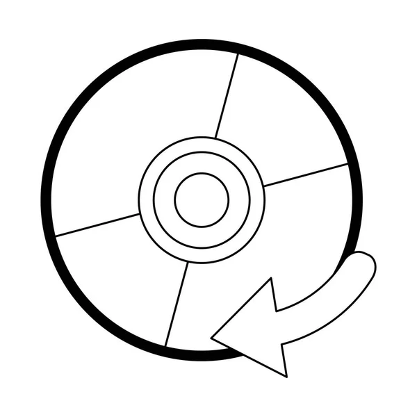 Yazılım cd rom sembolü siyah beyaz — Stok Vektör