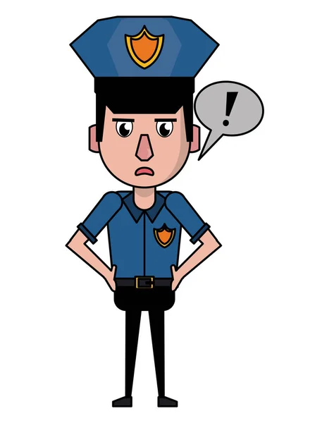 Police agent dessin animé coloré — Image vectorielle