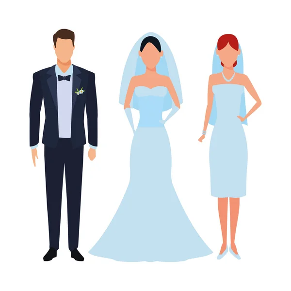 結婚式の服を着た人々 — ストックベクタ
