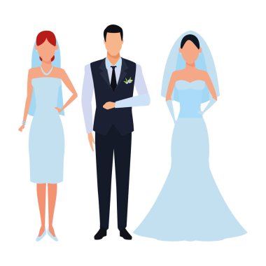 düğün için giyinmiş insanlar