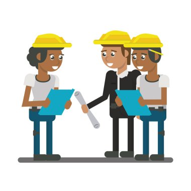 Constuction workers geometrik karikatürler