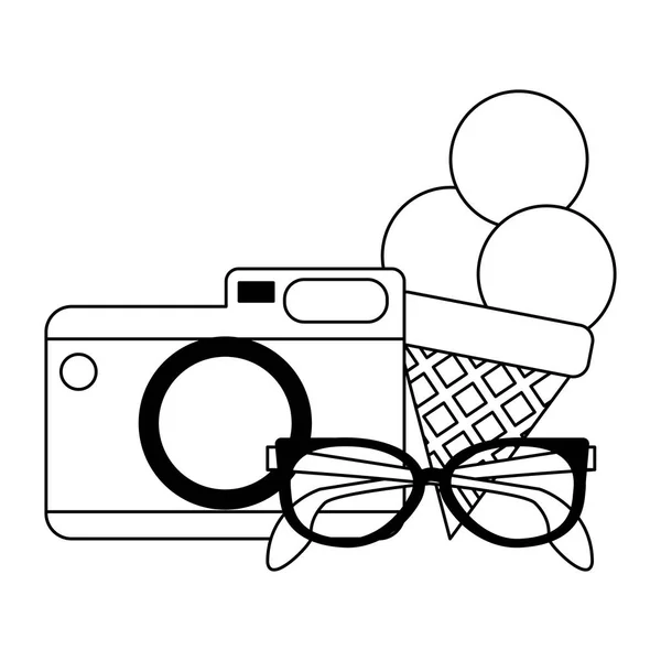 Concepto de vacaciones y viajes en blanco y negro — Vector de stock