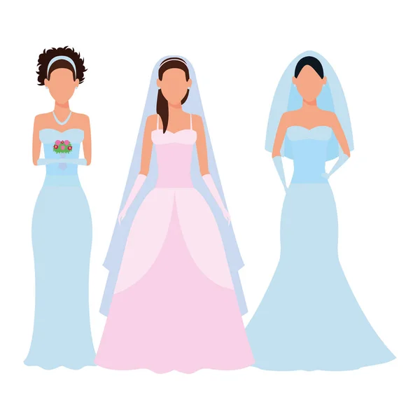 Mujeres que usan vestido de novia — Archivo Imágenes Vectoriales