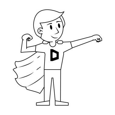 Siyah beyaz süper baba kahraman karikatür