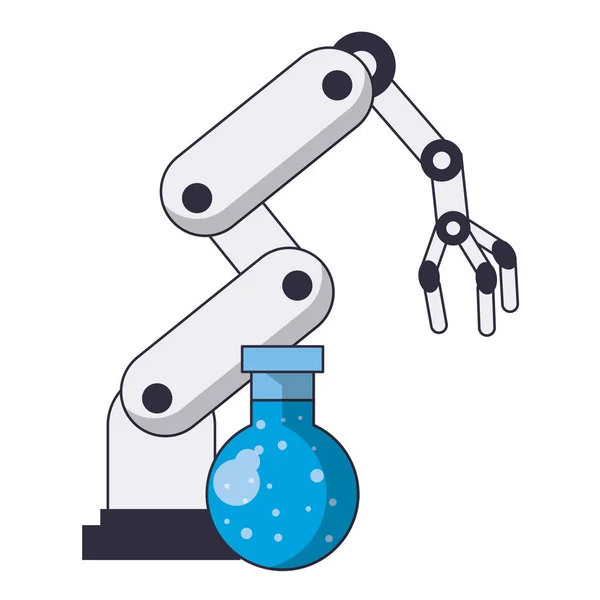 Robot arm with flask — Stock Vector