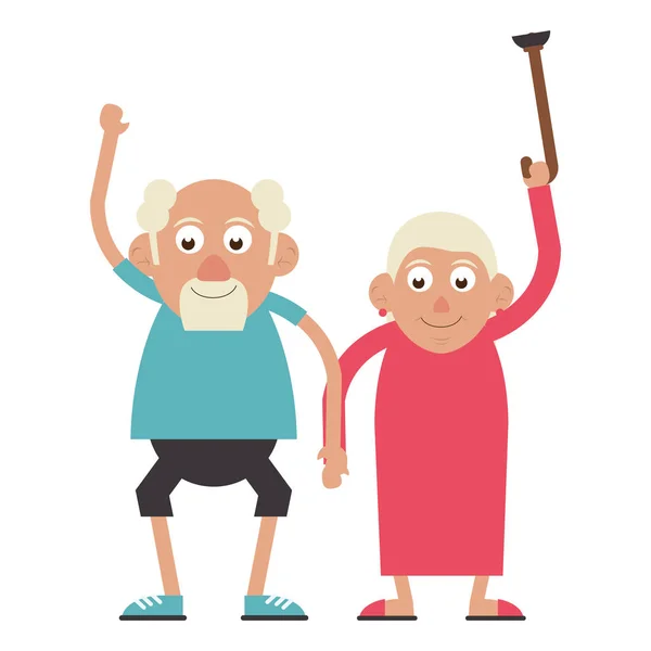 Ancianos pareja abuelos — Vector de stock