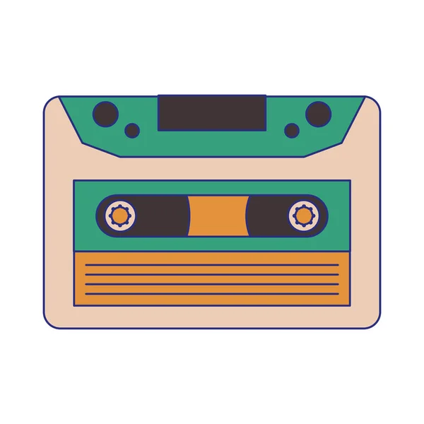 Viejo cassette de música símbolo líneas azules — Vector de stock