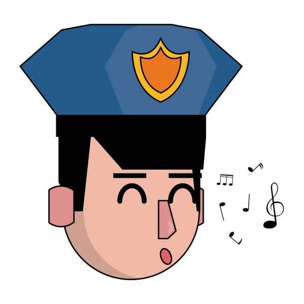 警察の顔漫画カラフル — ストックベクタ