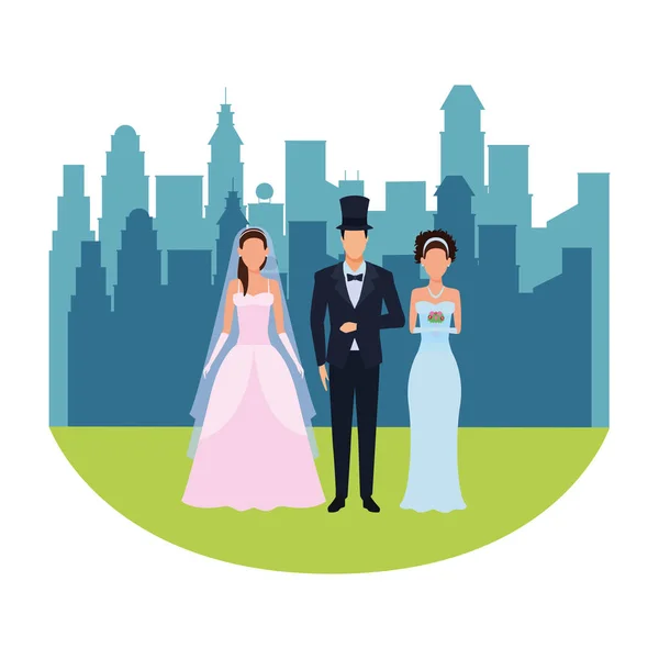 Persone vestite per il matrimonio — Vettoriale Stock