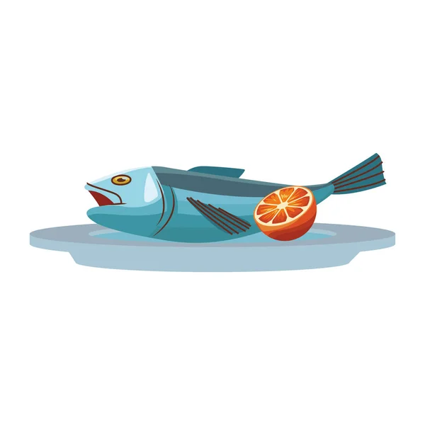 Ryby owoce morza izolowane — Wektor stockowy