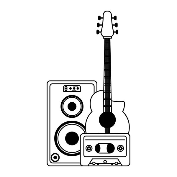 Музыкальное и студийное оборудование черно-белого цвета — стоковый вектор