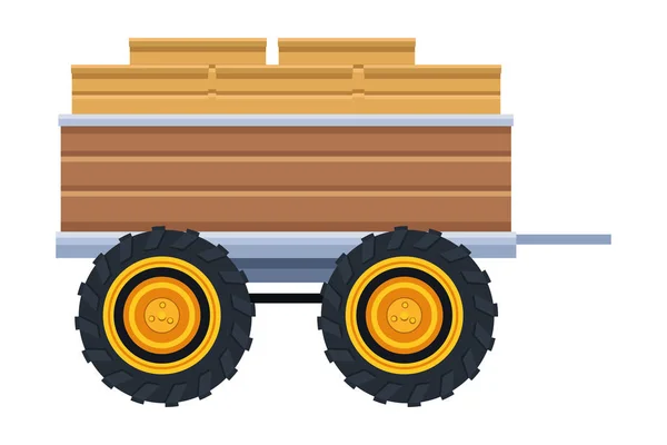 Wooden tractor trailer — Stock vektor