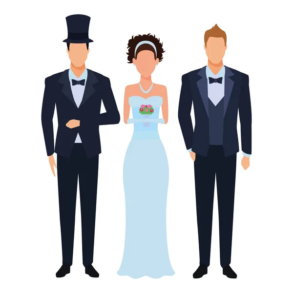 Emberek öltözött esküvőre — Stock Vector