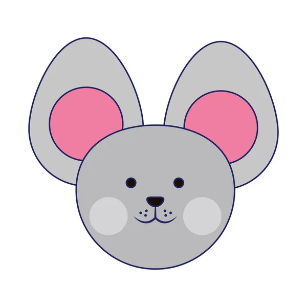 Ratón lindo animal cabeza azul líneas — Vector de stock