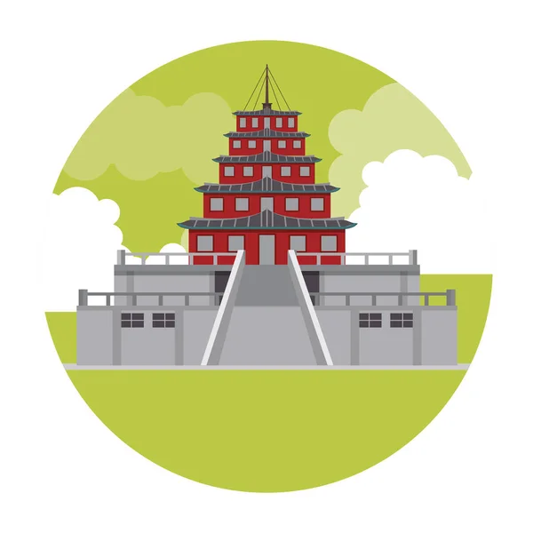 Asya tapınak inşa — Stok Vektör