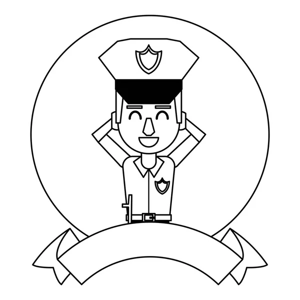 Bannière de police et ruban blanc en noir et blanc — Image vectorielle