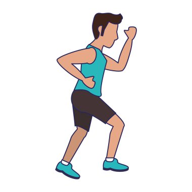 fitness adam sideview mavi çizgiler çalışan