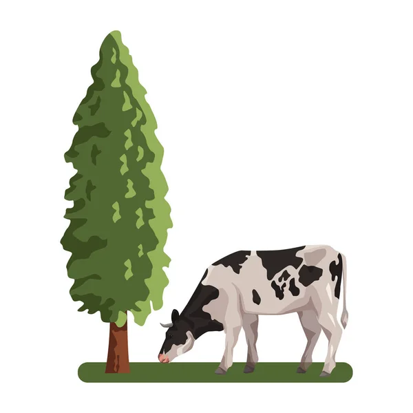 Cow with tree — Stock Vector