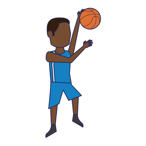 Joueur de basket avec avatar de balle lignes bleues — Image vectorielle