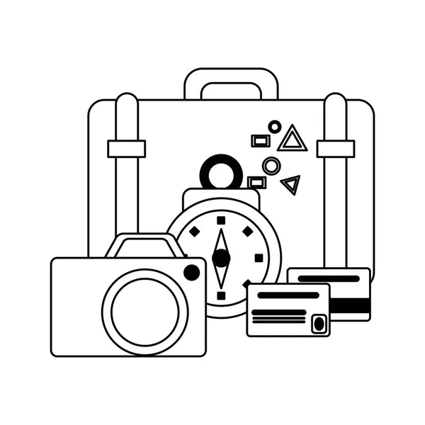 Travel and vacations in black and white — Stock Vector
