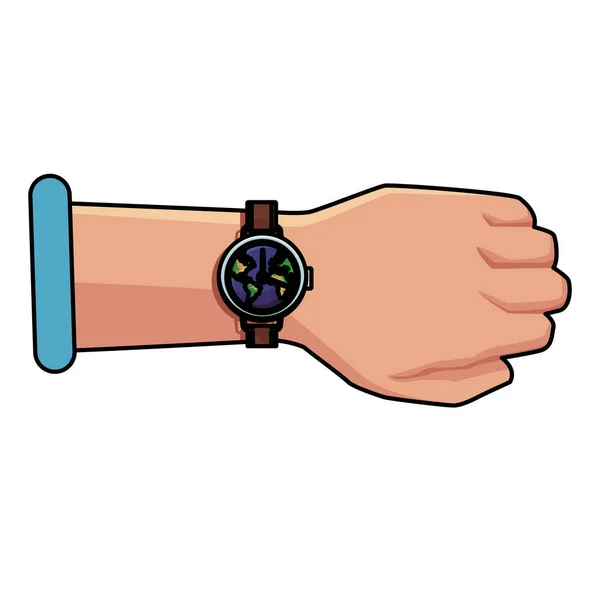 Χέρι με το ρολόι του κόσμου — Διανυσματικό Αρχείο