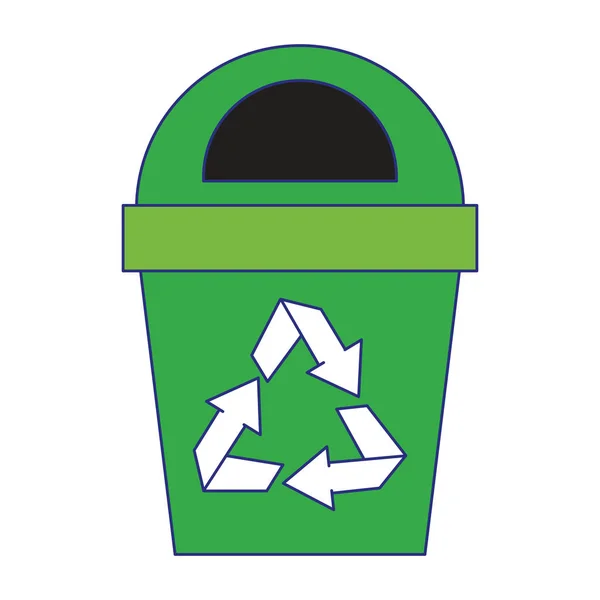 垃圾桶回收符号蓝线 — 图库矢量图片