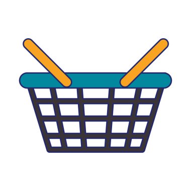 Boş pazar sepeti izole mavi çizgiler