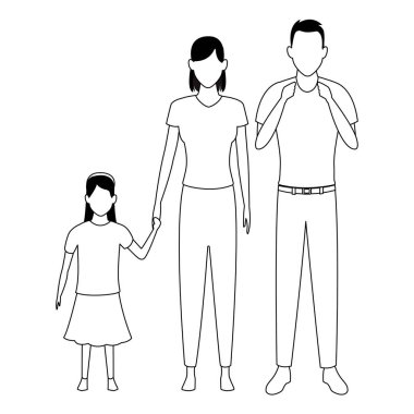 Aile avatar çizgi film karakteri siyah ve beyaz