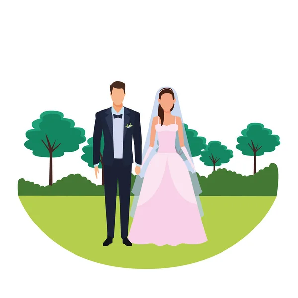 Brudgummen och bruden — Stock vektor