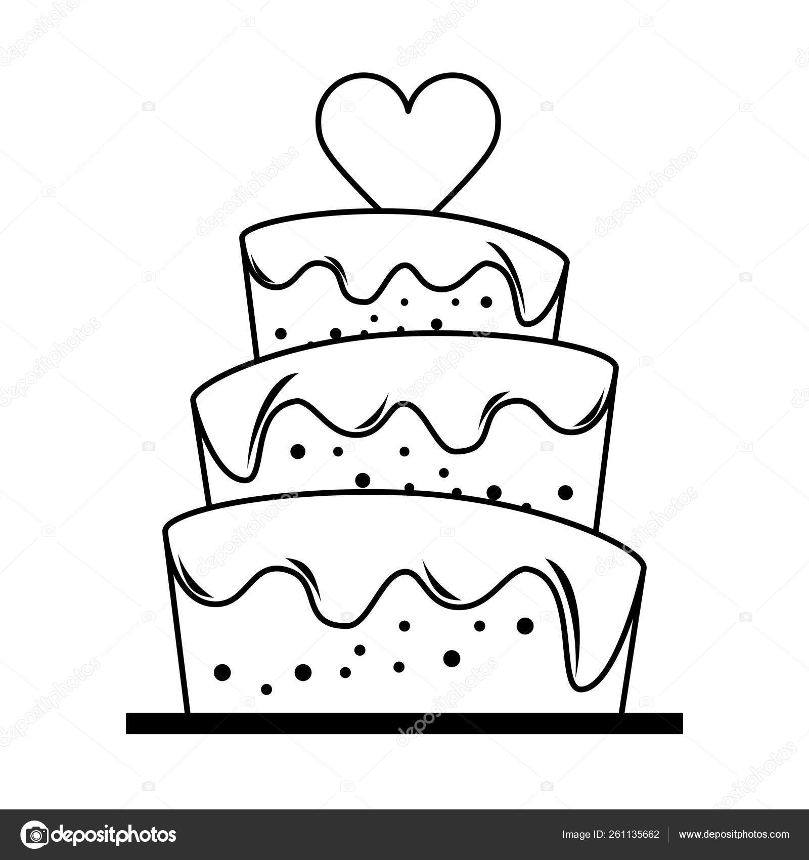 Vetor de desenho animado de doodle de bolo de casamento