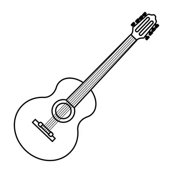 Ícone de guitarra cartoon preto e branco —  Vetores de Stock