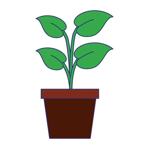 Plant pot rajzfilm elszigetelt kék vonalak — Stock Vector