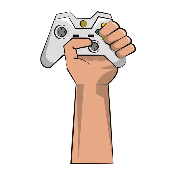 Hand holding modern gamepad — Stock Vector