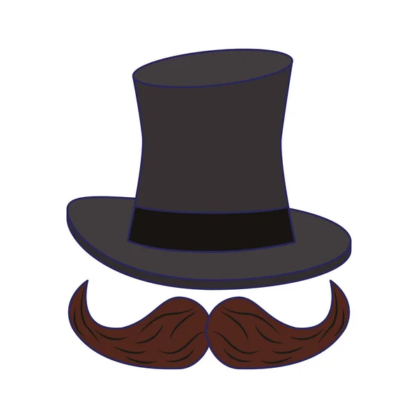 Magician hat and mustache cartoon — Stock Vector