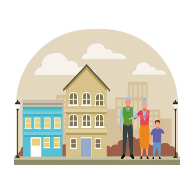 çocuklu yaşlı çift